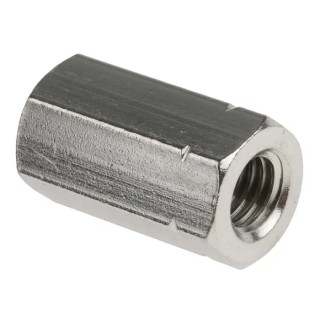 RS PRO 24 mm Plain Stainless Steel Hexagonal Coupling Nut, M8, DIN 6334, Right Hand Thread, Model 825-275