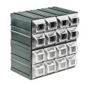 RS PRO Drawer Storage Unit 16 Drawers Plastic Transparent 208 mm x 208 mm x 132 mm 236-3583
