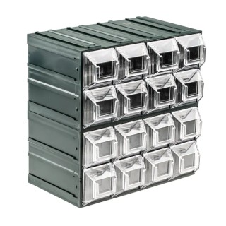 RS PRO Drawer Storage Unit 16 Drawers Plastic Transparent 208 mm x 208 mm x 132 mm 236-3583