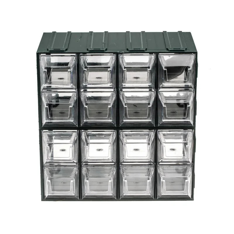 RS PRO Drawer Storage Unit 16 Drawers Plastic Transparent 208 mm x 208 mm x 132 mm 236-3583