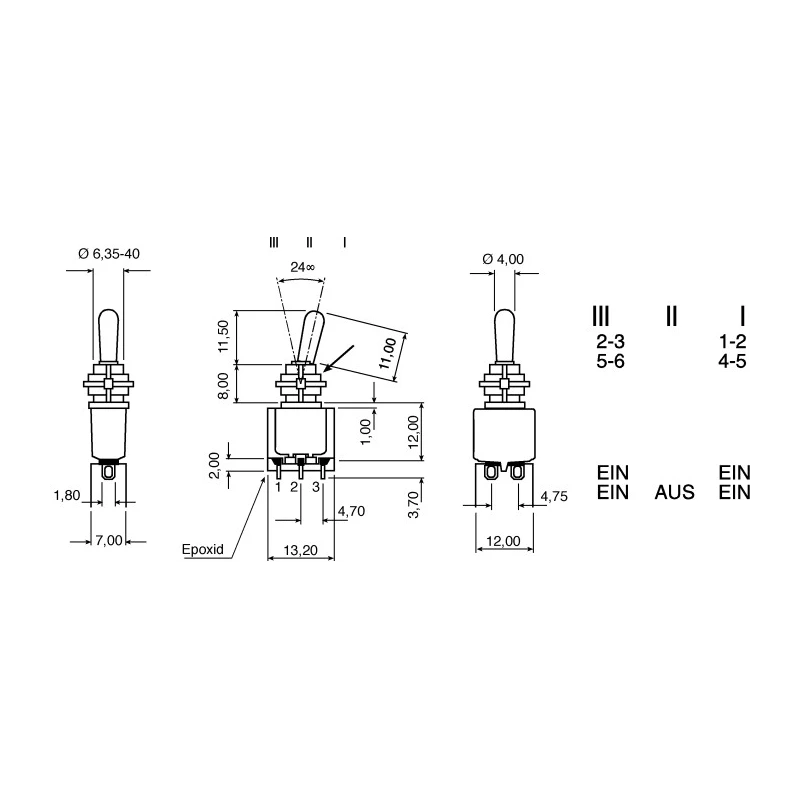 APEM Toggle Switch Panel Mount On-On SPDT Solder Terminal 250 V ac 55636AVDE