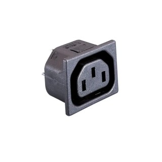 Bulgin F (Outlet) Panel Mount IEC Connector, 250V, 10A, Fuse Size 5 x 20 mm PX0695/20/63