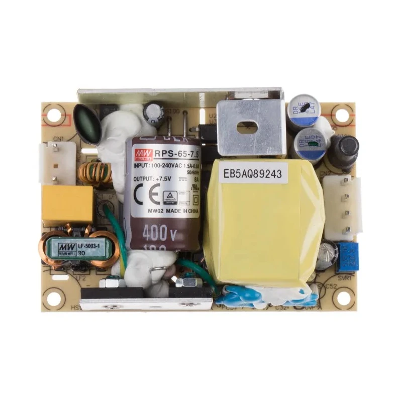 MEAN WELL RPS-65-7.5 Switching Power Supply 7.5V DC 60W 264V AC PCB Mount 85% Efficiency RPS-65-7.5
