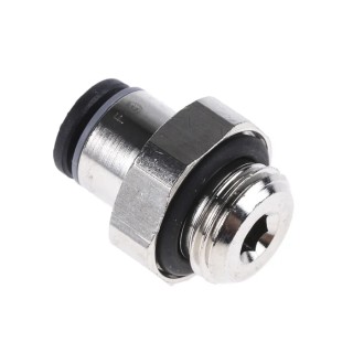 Legris LF3000 Series Pneumatic Fitting Male Threaded-to-Tube G 1/8 in Push-in 4 mm Nickel Plated Brass 20 bar 80°C LF3000