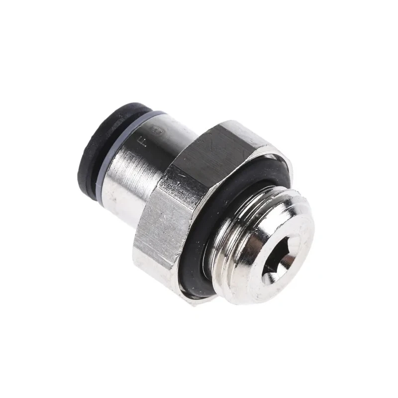 Legris LF3000 Series Pneumatic Fitting Male Threaded-to-Tube G 1/8 in Push-in 4 mm Nickel Plated Brass 20 bar 80°C LF3000