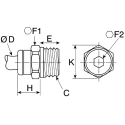 Legris LF3000 Series Pneumatic Fitting Male Threaded-to-Tube G 1/8 in Push-in 4 mm Nickel Plated Brass 20 bar 80°C LF3000