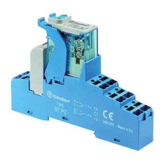 Finder 4C Series Electromechanical Interface Relay DIN Rail Mount 110V AC Coil DPDT-2 CO Contacts 9.4mA 4C.P2.8.110.0060SPA