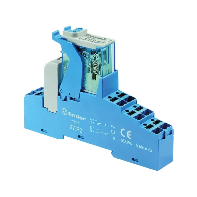 Finder 4C Series Electromechanical Interface Relay DIN Rail Mount 110V AC Coil DPDT-2 CO Contacts 9.4mA 4C.P2.8.110.0060SPA