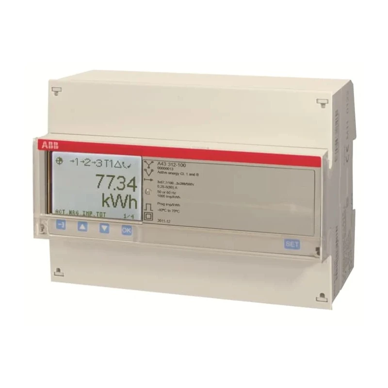 ABB 3 Phase Direct Connected LCD Energy Meter 2CMA170526R1000 A43 TRI MBUS 80A SILVER
