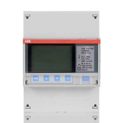 ABB 1 Phase Transformer Connected LCD Energy Meter 6A Max Current, A42 Series 2CMA170555R1000 A42 MON 6A TC STEEL MID