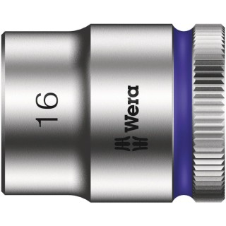 Wera 3/8 in Drive 16 mm 6 Point Hex Chrome Vanadium Steel Socket 30mm Overall Length 05022082001