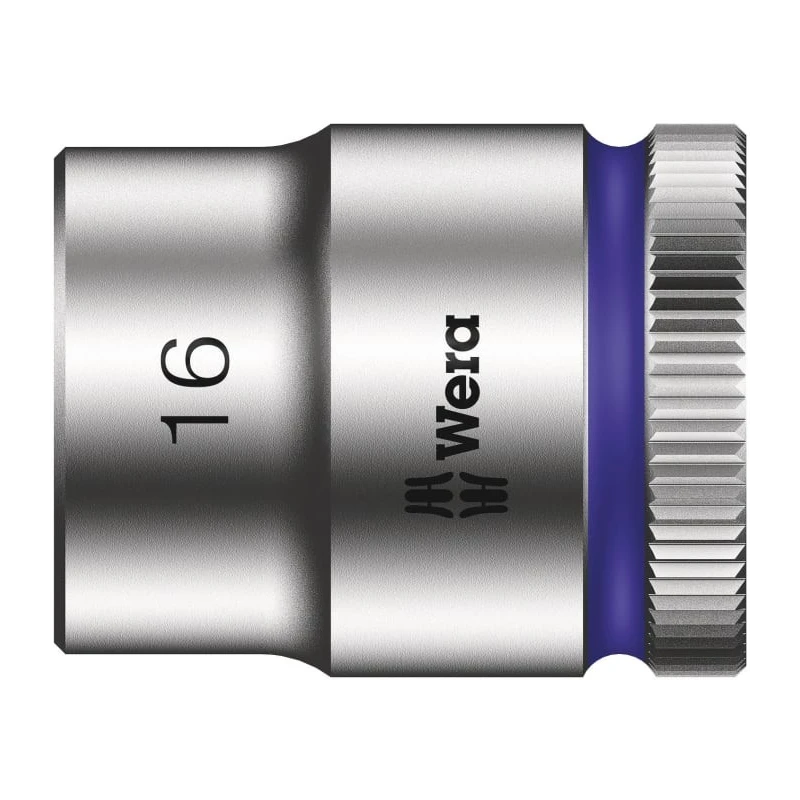 Wera 3/8 in Drive 16 mm 6 Point Hex Chrome Vanadium Steel Socket 30mm Overall Length 05022082001