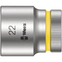 Wera Chrome Vanadium Steel 22 mm 6 Point Hex Socket with 1/2 in Drive, 37mm Overall Length 05003613001