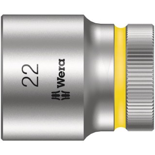 Wera Chrome Vanadium Steel 22 mm 6 Point Hex Socket with 1/2 in Drive, 37mm Overall Length 05003613001