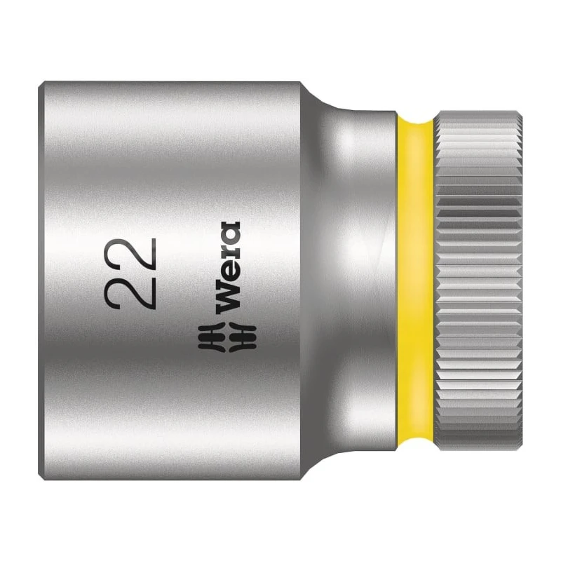 Wera Chrome Vanadium Steel 22 mm 6 Point Hex Socket with 1/2 in Drive, 37mm Overall Length 05003613001
