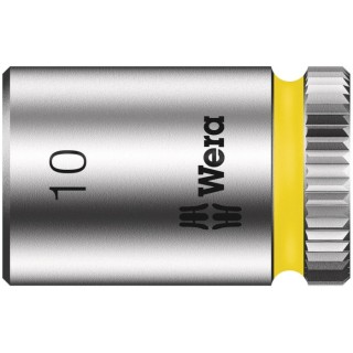 Wera 1/4 in Drive 10 mm 6 Point Hex Socket Chrome Vanadium Steel 23mm Overall Length 05003509001