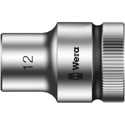 Wera 1/2 in Drive 12 mm 6 Point Hex Socket with Chrome Vanadium Steel Construction, 37mm Overall Length 05003603001
