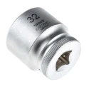 Wera 1/2 in Drive 32 mm 6 Point Hex Socket Chrome Vanadium Steel 42mm Overall Length 05003617001