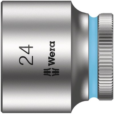 Wera 3/8 in Drive 24 mm 6 Point Square Socket Chrome Vanadium Steel 32mm Overall Length 05003568001