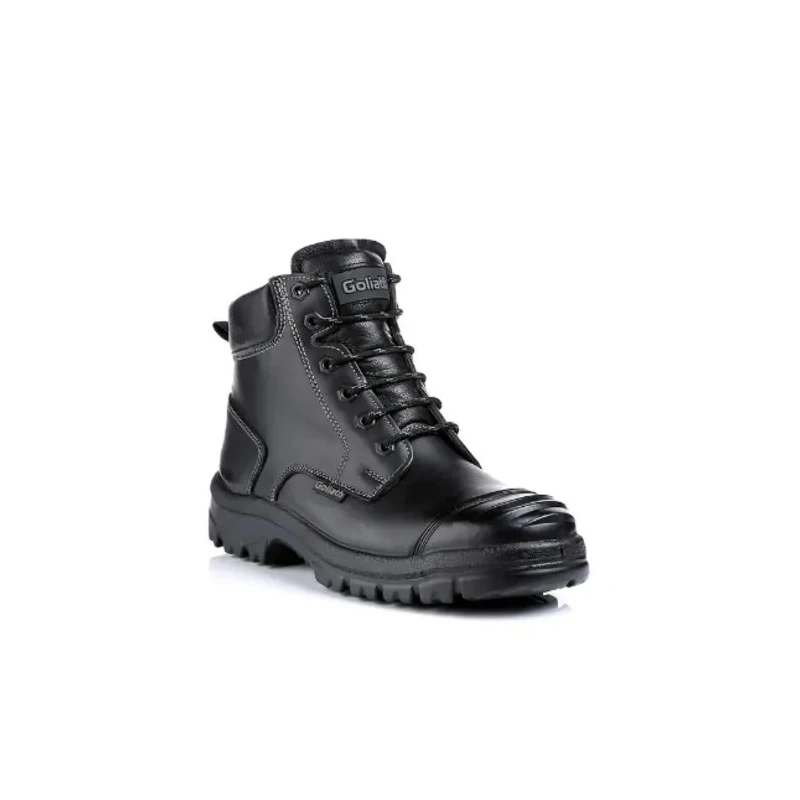 Goliath Black Leather Steel Toe Capped Men's Safety Boots EU 41, UK 7, SRC Slip Resistant, Stainless Steel Midsole SDR10CSI