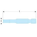 Facom Hex Screwdriver Bit 50 mm Overall Length, 6.35 mm Hex Drive Size, 5 mm Hex Tip EH.605