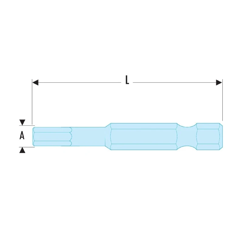 Facom Hex Screwdriver Bit 50 mm Overall Length, 6.35 mm Hex Drive Size, 5 mm Hex Tip EH.605