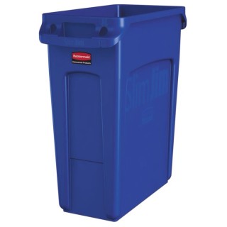 Rubbermaid Commercial Products Blue Plastic Waste Bin 61L Slim Jim Model 1971257