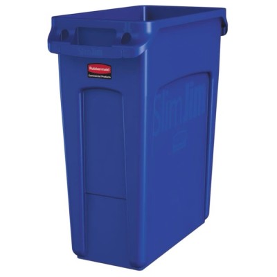 Rubbermaid Commercial Products Blue Plastic Waste Bin 61L Slim Jim Model 1971257