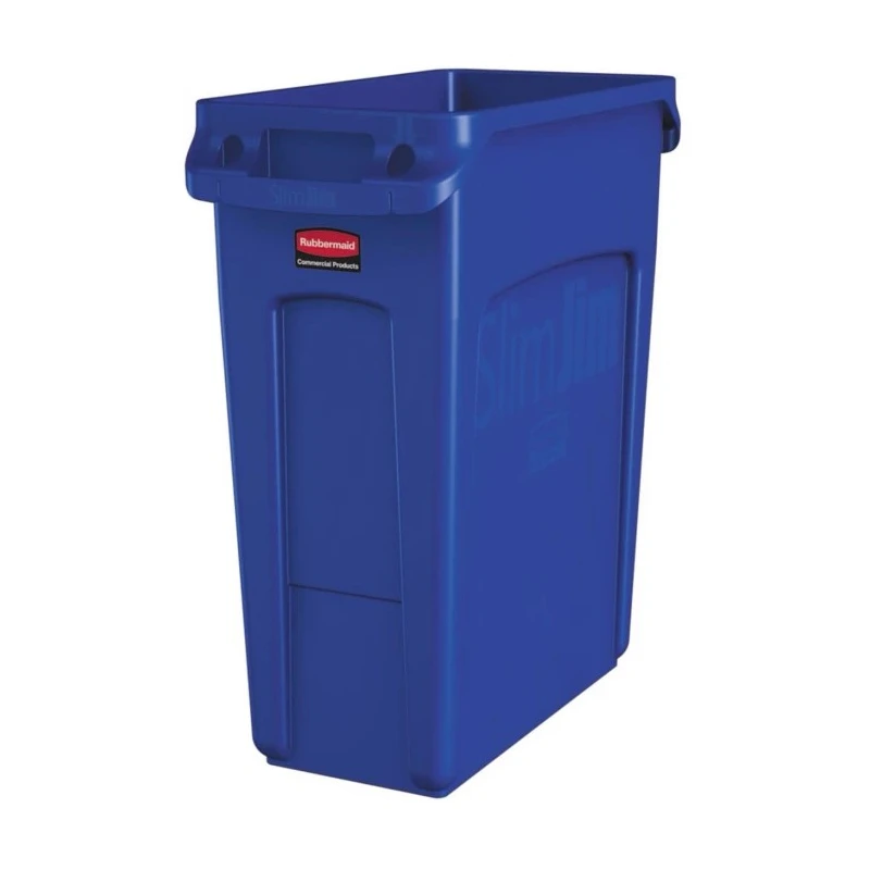 Rubbermaid Commercial Products Blue Plastic Waste Bin 61L Slim Jim Model 1971257