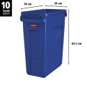 Rubbermaid Commercial Products Blue Plastic Waste Bin 61L Slim Jim Model 1971257