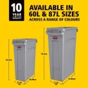 Rubbermaid Commercial Products Blue Plastic Waste Bin 61L Slim Jim Model 1971257