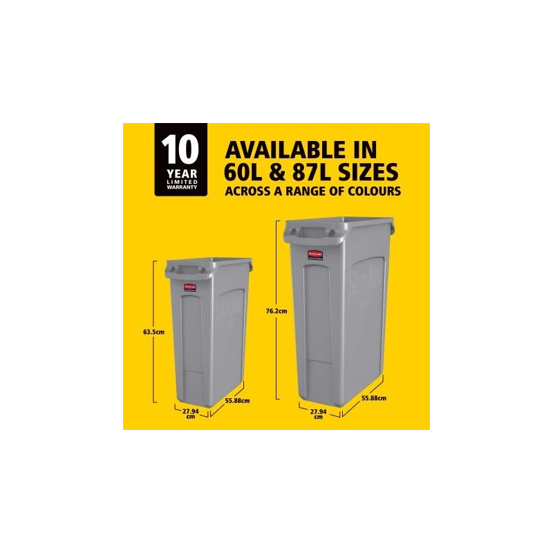 Rubbermaid Commercial Products Blue Plastic Waste Bin 61L Slim Jim Model 1971257