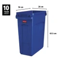 Rubbermaid Commercial Products Blue Plastic Waste Bin 61L Slim Jim Model 1971257