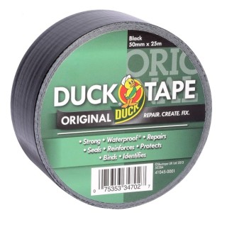 DUCK TAPE Duct Tape Black, 50 mm Width x 25 m Length, Cloth Backing, Gloss Finish, Model 222227