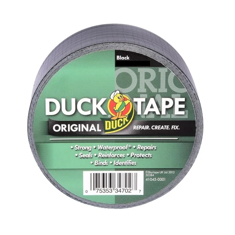 DUCK TAPE Duct Tape Black, 50 mm Width x 25 m Length, Cloth Backing, Gloss Finish, Model 222227