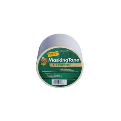 DUCK TAPE Beige Masking Tape 25mm Width x 25m Length Rubber Adhesive Paper Backing 0.12mm Thickness 260121