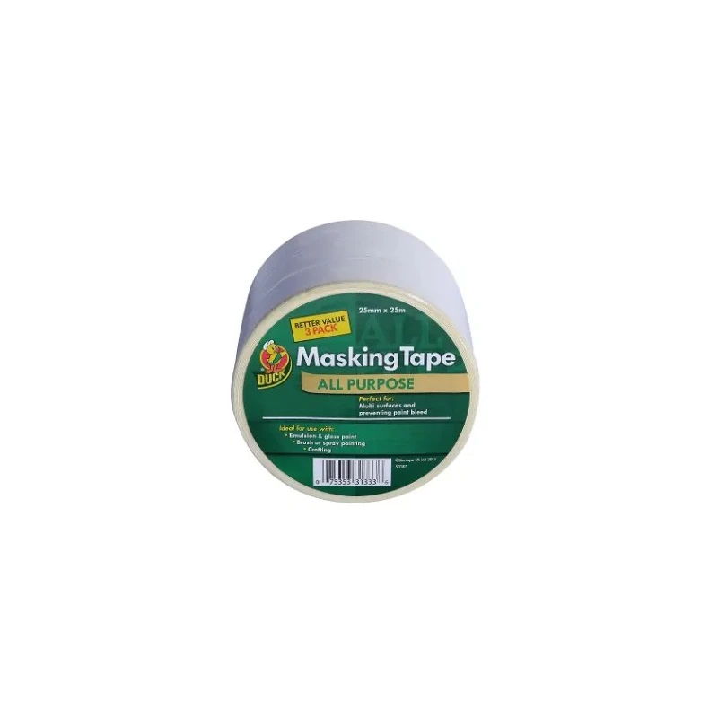DUCK TAPE Beige Masking Tape 25mm Width x 25m Length Rubber Adhesive Paper Backing 0.12mm Thickness 260121