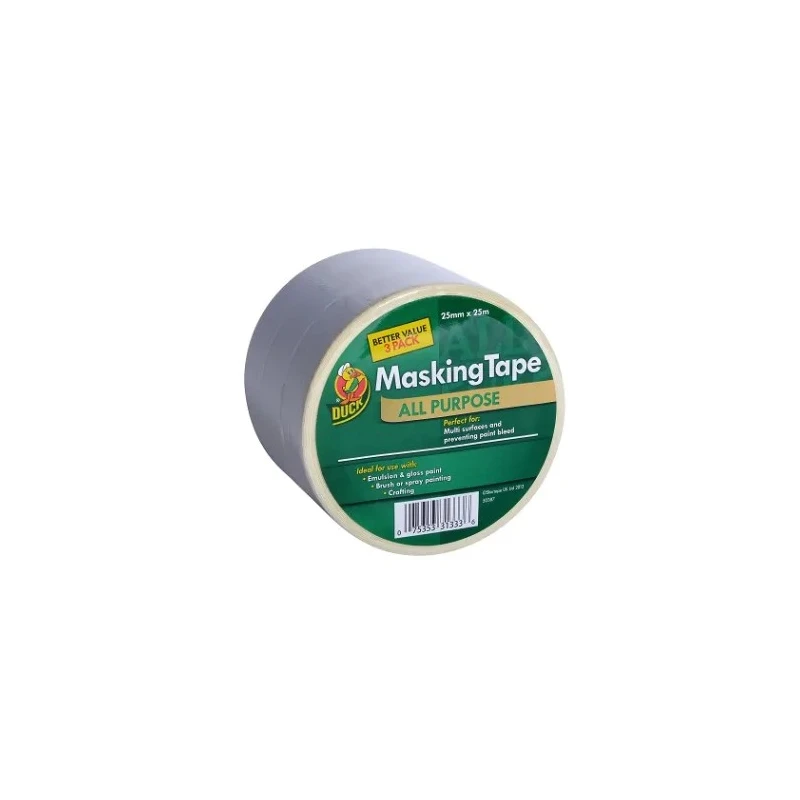 DUCK TAPE Beige Masking Tape 25mm Width x 25m Length Rubber Adhesive Paper Backing 0.12mm Thickness 260121