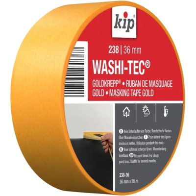 KIP Gold WASHI TEC PREMIUM Masking Tape 36mm x 50m Acrylic Adhesive 0.09mm Thickness 238-36 222604