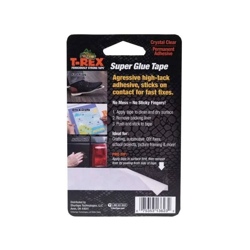 T-REX Transparent Double Sided Polyester Tape, Paper Backing, 19mm Width x 4.5m Length 286853