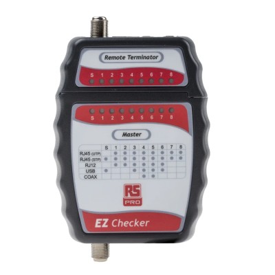 RS PRO Network Cable Tester with BNC, RJ11, RJ45 connectors, LED Display, Battery Powered, Model 136-8579
