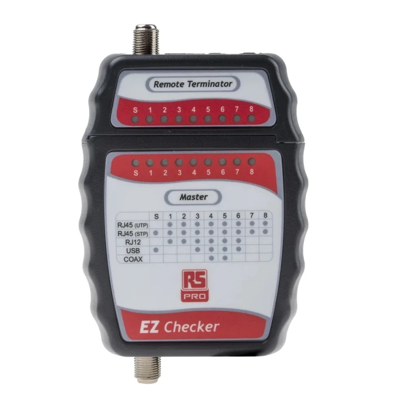 RS PRO Network Cable Tester with BNC, RJ11, RJ45 connectors, LED Display, Battery Powered, Model 136-8579
