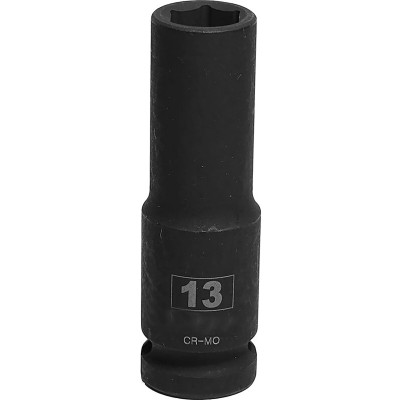 RS PRO 13 mm Deep Impact Socket 12.7 mm Square Drive Chrome Molybdenum Steel Blackened Finish 137-0915