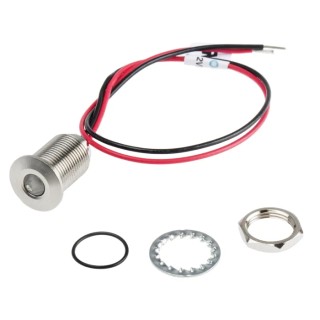 RS PRO Red Panel Mount Indicator 1.8V dc, 3.3V dc, 20mA Lead Wire Termination IP67 Flush Bezel 139-3364
