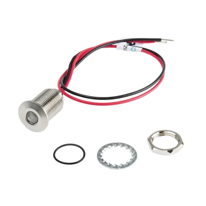RS PRO Red Panel Mount Indicator 1.8V dc, 3.3V dc, 20mA Lead Wire Termination IP67 Flush Bezel 139-3364