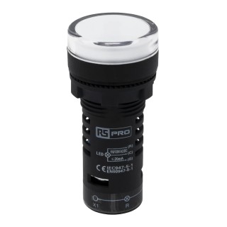 RS PRO Panel Mount Green and Red LED Indicator 22 mm Cutout 110V AC IP65 Round 144-1176