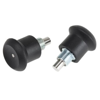 RS PRO M10 x 1 mm Zinc Plated Matt Finish Index Bolt with Thermoplastic Knob and Stainless Steel Spring, 35 mm Long 144-3682