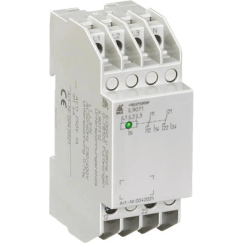 Dold Monitoring Relay 3 Phase 0.7 to 1.1 UN Monitor Range DPDT Contact Configuration DIN IL9071.12 3/N AC400/230V 0.85UN 4%