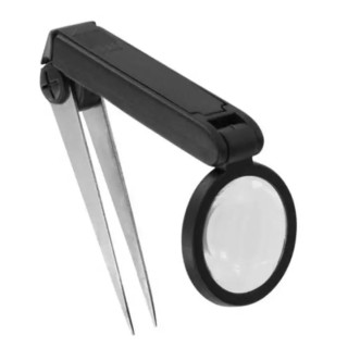RS PRO Illuminated Magnifier Glass with Tweezer, 1.75x Magnification, 30 mm Diameter 146-5491