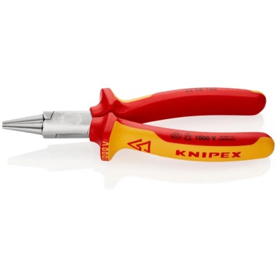 Knipex Flat Nose Plier 160mm Overall Round VDE/1000V Approved, 30mm Jaw 22 06 160